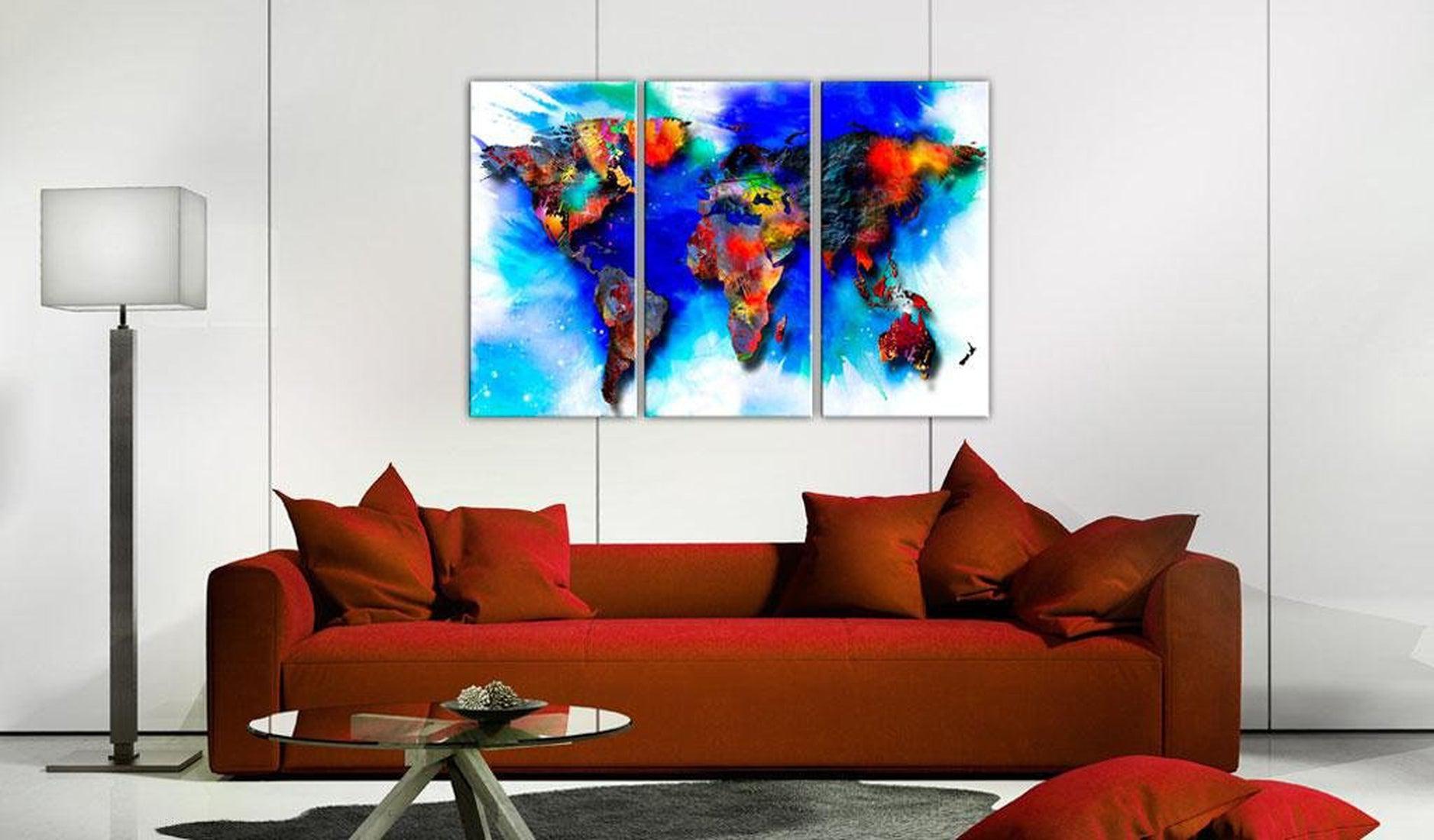 Stretched Canvas World Map Art - Rainbow Map