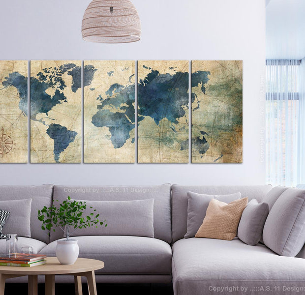 Stretched Canvas World Map Art - Retro Map Narrow