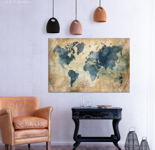 Stretched Canvas World Map Art - Retro Map Wide