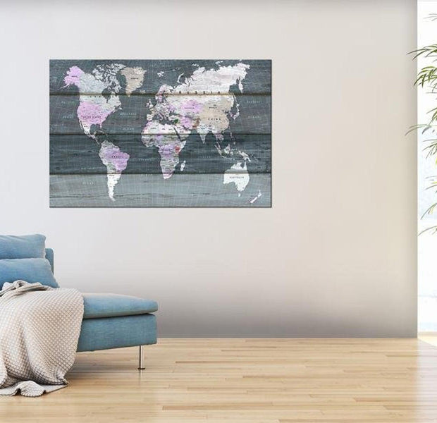 Stretched Canvas World Map Art - Roam Across The World