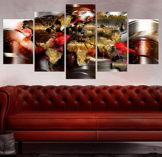 Stretched Canvas World Map Art - Ruby Ribbon