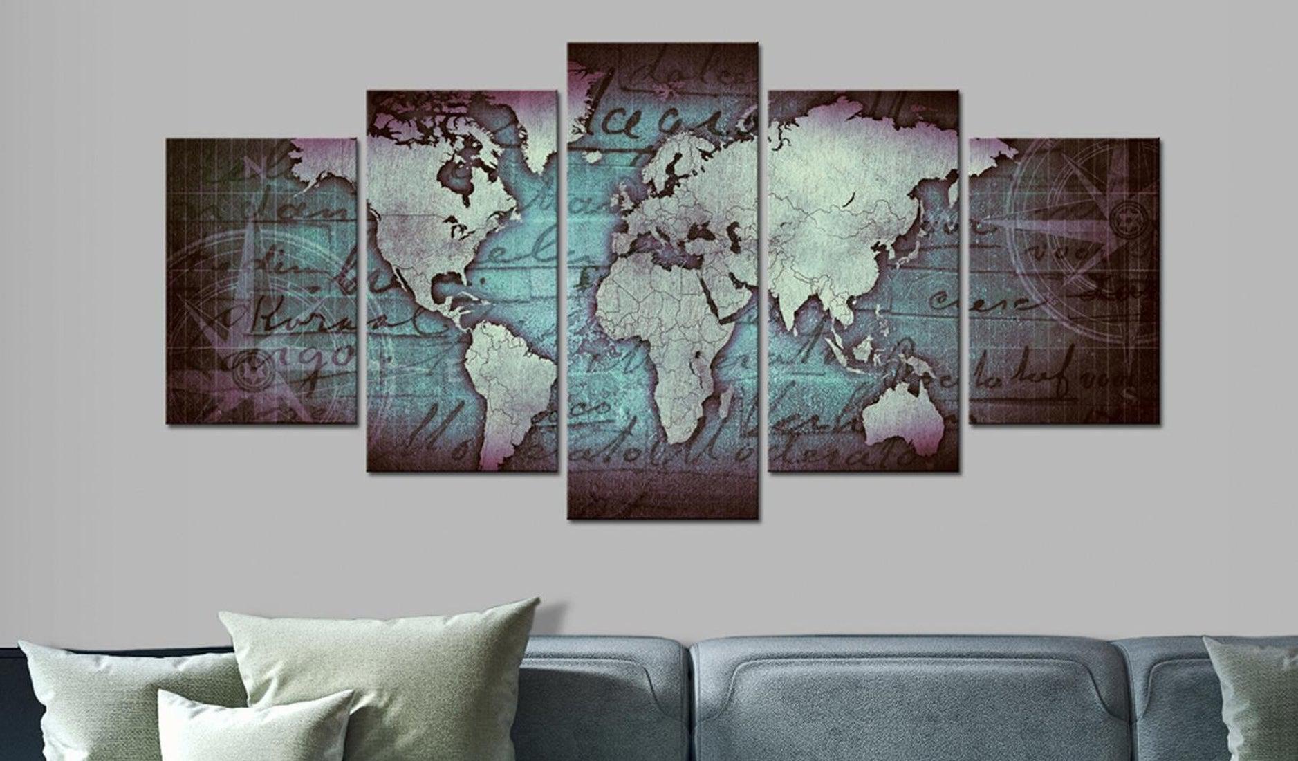 Stretched Canvas World Map Art - Sapphire Map