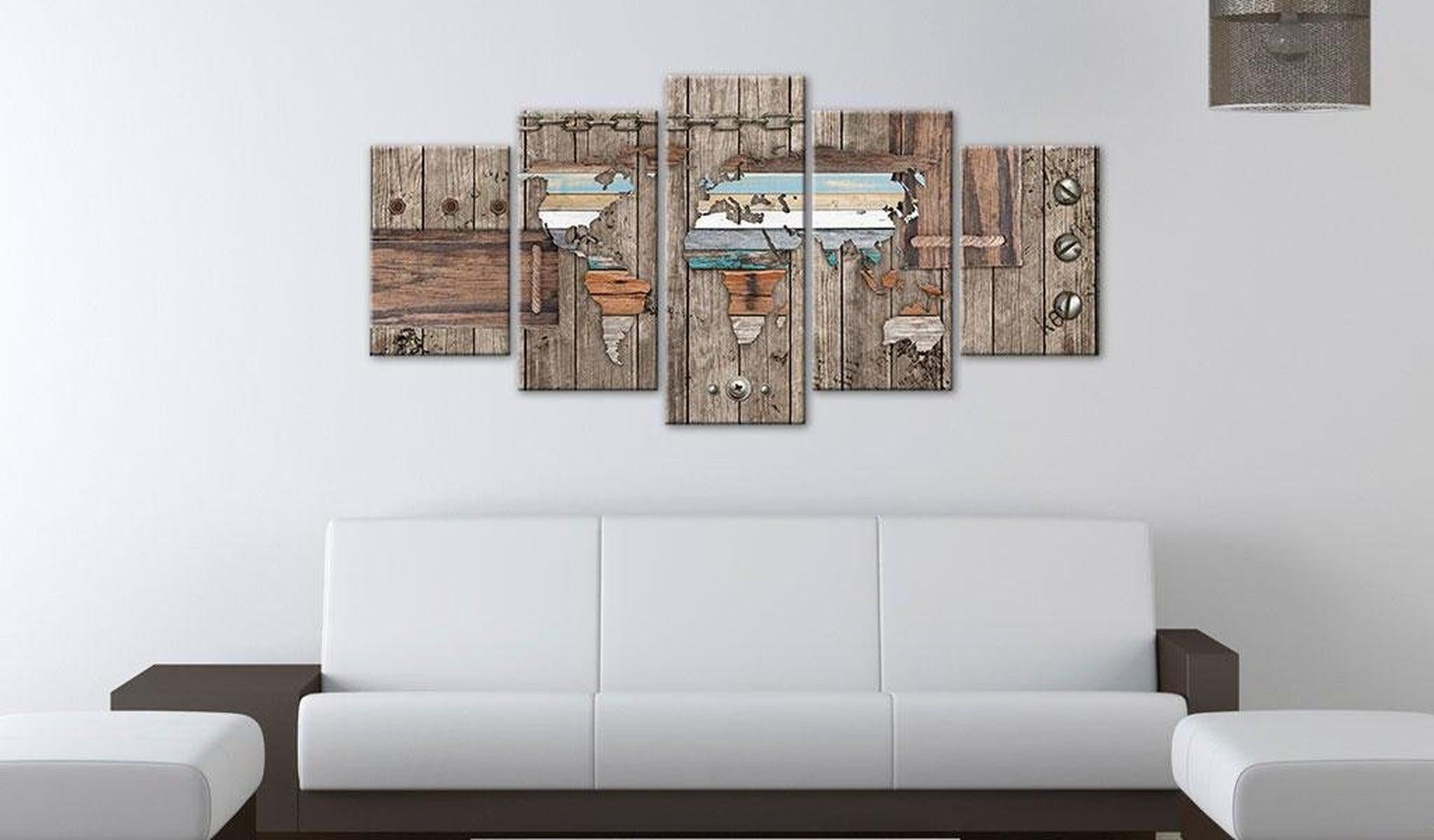 Stretched Canvas World Map Art - Sea Travels