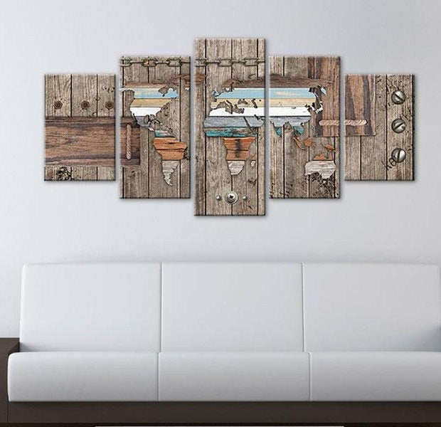 Stretched Canvas World Map Art - Sea Travels