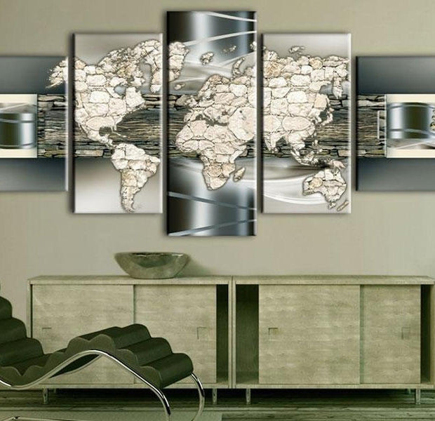 Stretched Canvas World Map Art - See The World In Stone
