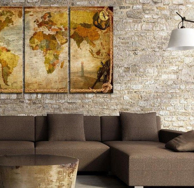 Stretched Canvas World Map Art - Souvenir From A Trip