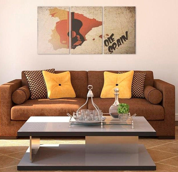 Stretched Canvas World Map Art - Spain: Guitar And Flamenco