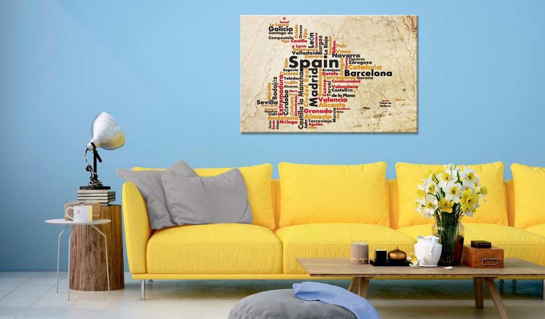 Stretched Canvas World Map Art - Spanish Cities (Es)