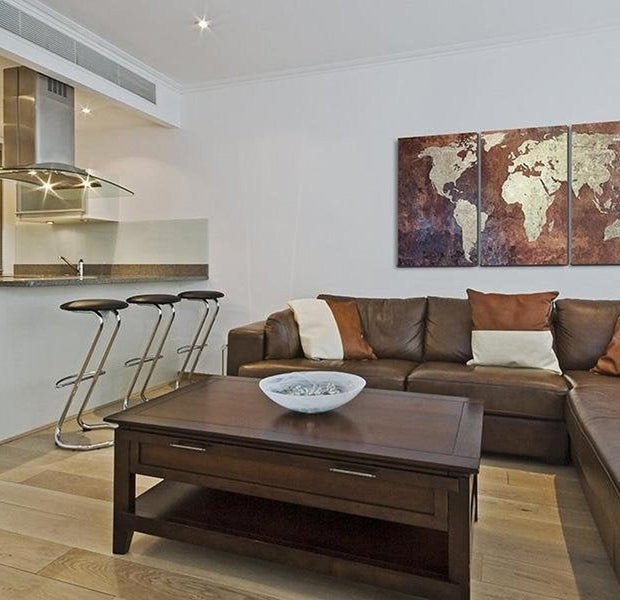 Stretched Canvas World Map Art - Steel Continents