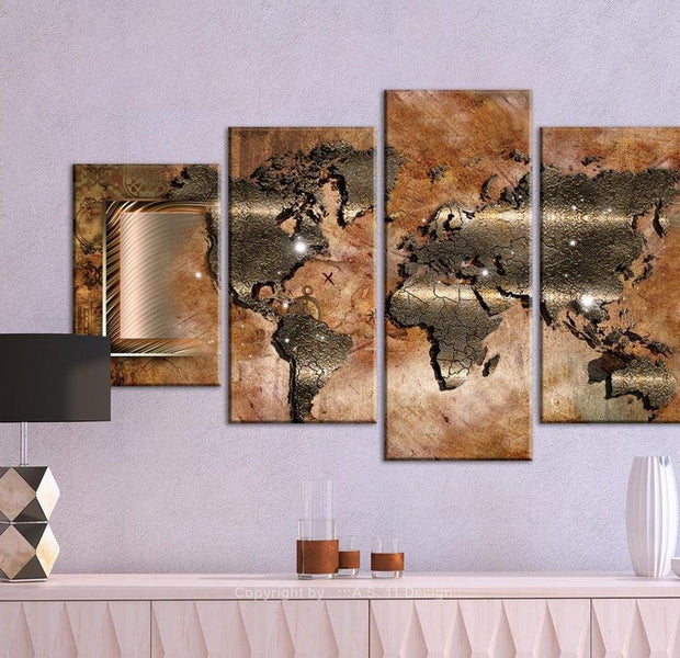 Stretched Canvas World Map Art - Steel Map