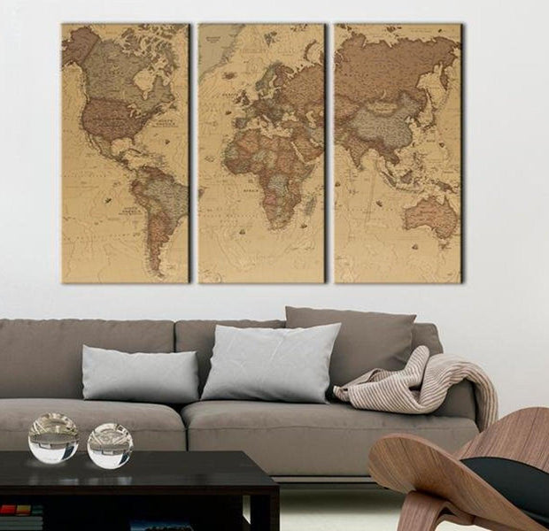 Stretched Canvas World Map Art - Stylish World Map