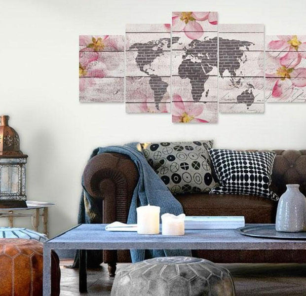 Stretched Canvas World Map Art - Subtle World