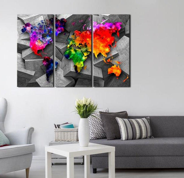 Stretched Canvas World Map Art - Symmetry Of The World