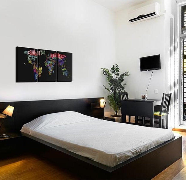 Stretched Canvas World Map Art - Text Map Of The World