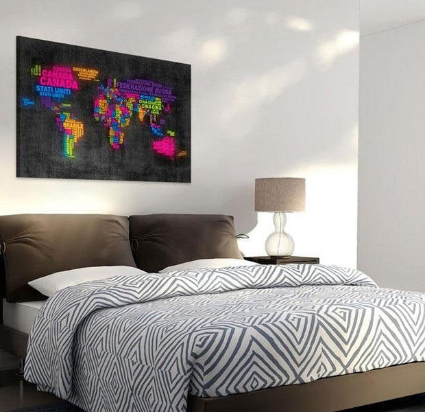 Stretched Canvas World Map Art - The Map Of The World - Italian Names Of Countries