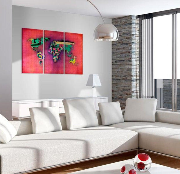Stretched Canvas World Map Art - The World Is Mine 3 Piece