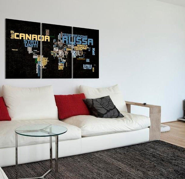 Stretched Canvas World Map Art - The World Is Not Enough 3 Piece