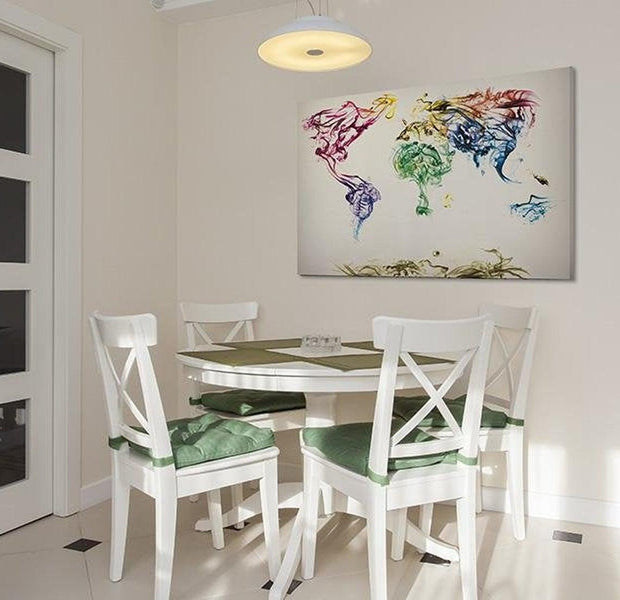 Stretched Canvas World Map Art - The World Map - Colored Smoke Trails
