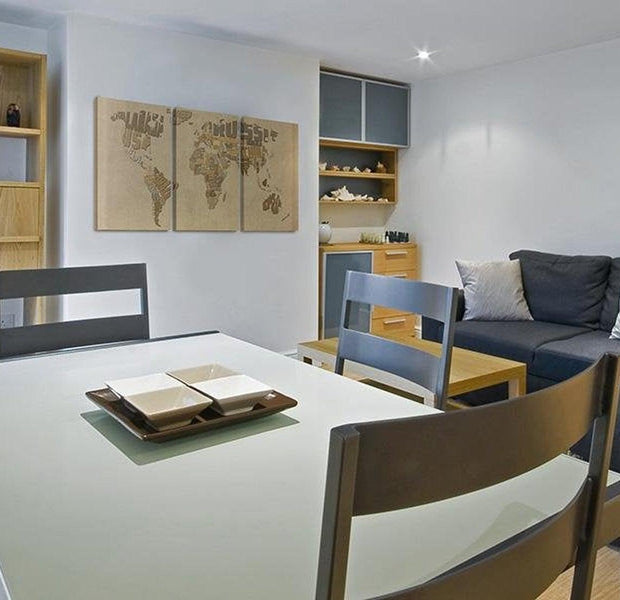 Stretched Canvas World Map Art - The World Map In Beige And Brown