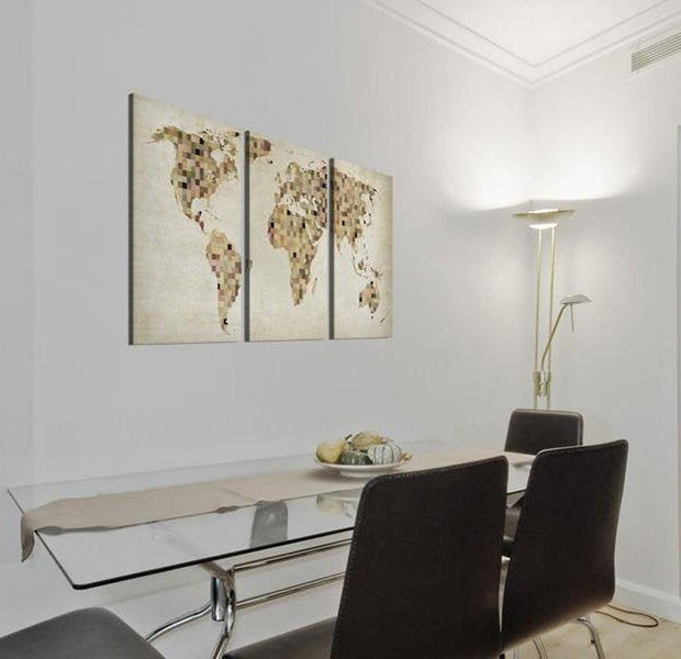 Stretched Canvas World Map Art - The World Map - Squares