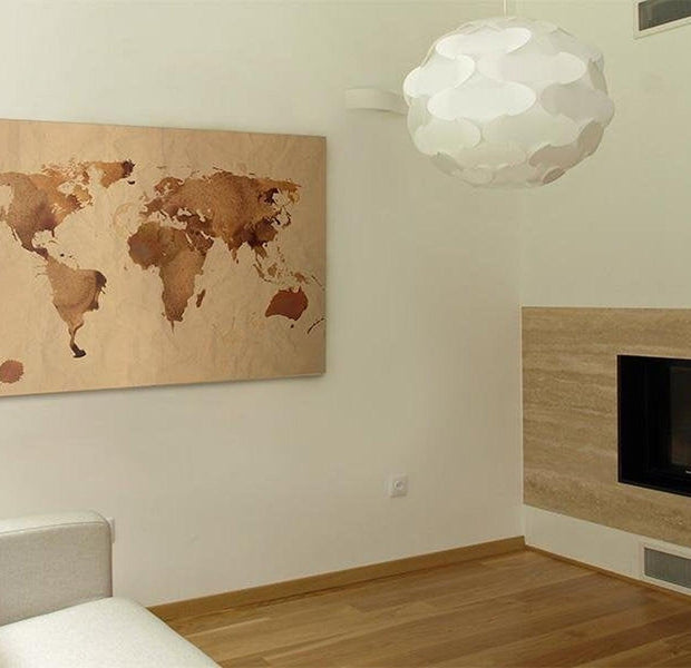 Stretched Canvas World Map Art - The World Painted With Coffee