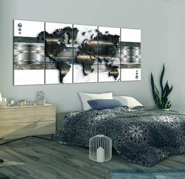 Stretched Canvas World Map Art - Three-Dimensional Map