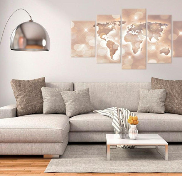 Stretched Canvas World Map Art - Trail Of Light