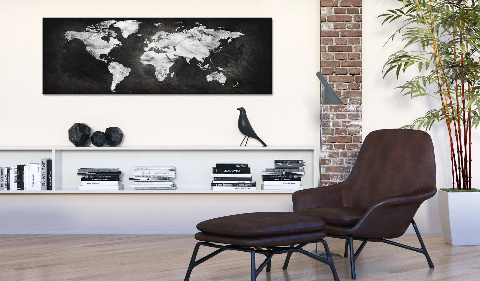 Stretched Canvas World Map Art - Two-Coloured World