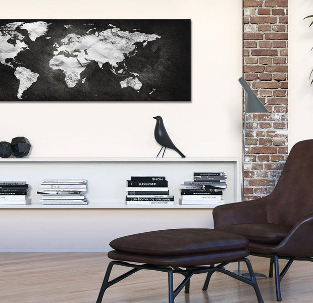 Stretched Canvas World Map Art - Two-Coloured World