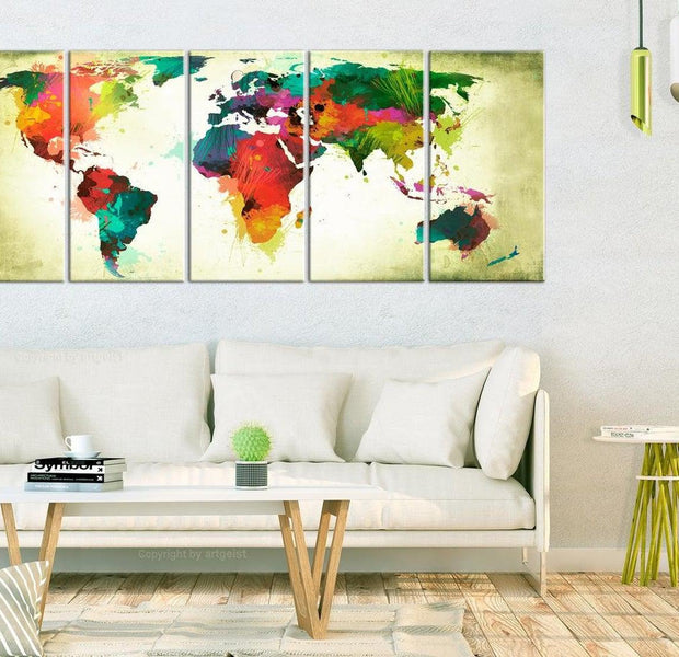 Stretched Canvas World Map Art - Unusual World Map