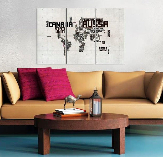 Stretched Canvas World Map Art - What A Wonderful World 3 Piece