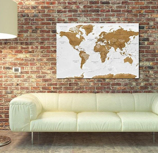Stretched Canvas World Map Art - White Poetry