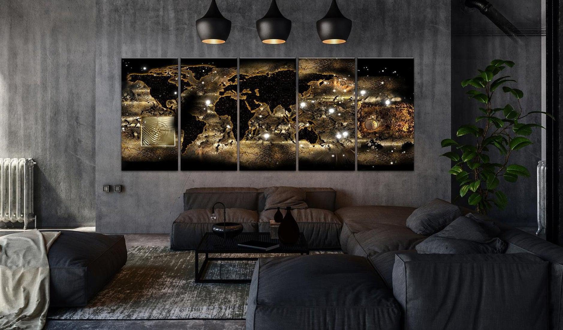 Stretched Canvas World Map Art - World At Night