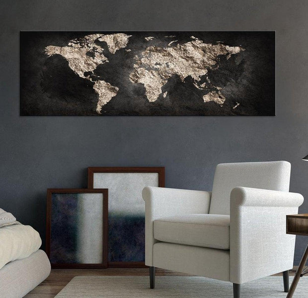 Stretched Canvas World Map Art - World Full Of Secrets