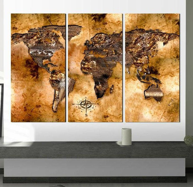 Stretched Canvas World Map Art - World In Opalescent Shades