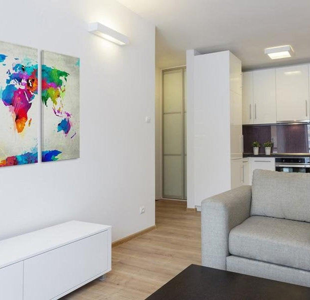 Stretched Canvas World Map Art - World Map: An Explosion Of Colors