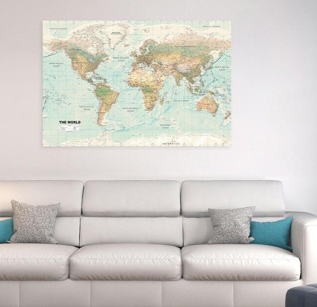 Stretched Canvas World Map Art - World Map: Beautiful World