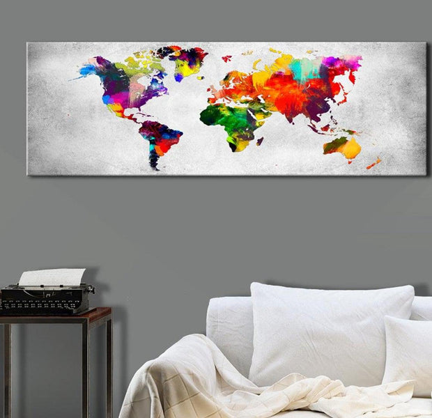 Stretched Canvas World Map Art - World Map: Coloured Revolution