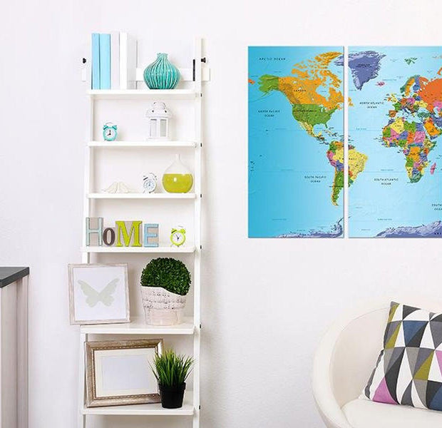 Stretched Canvas World Map Art - World Map: Colourful Note