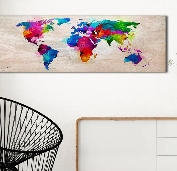 Stretched Canvas World Map Art - World Map: Finesse Of Colours