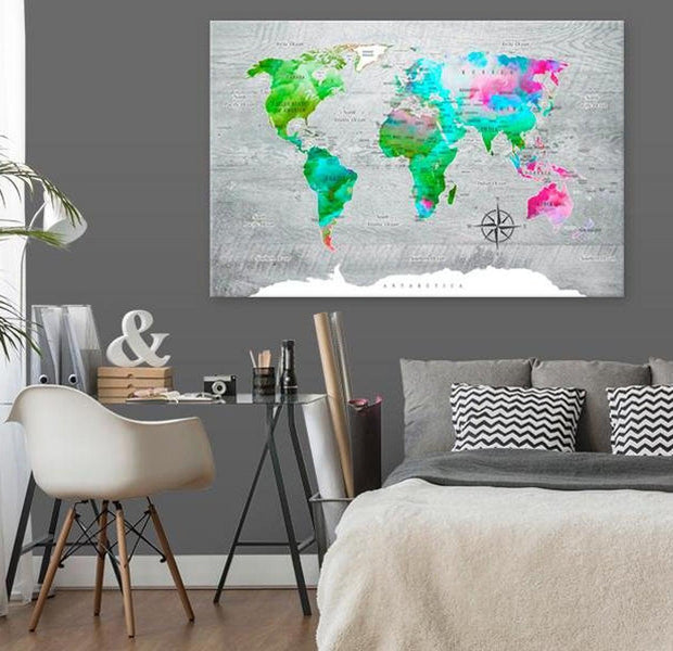 Stretched Canvas World Map Art - World Map: Green Paradise
