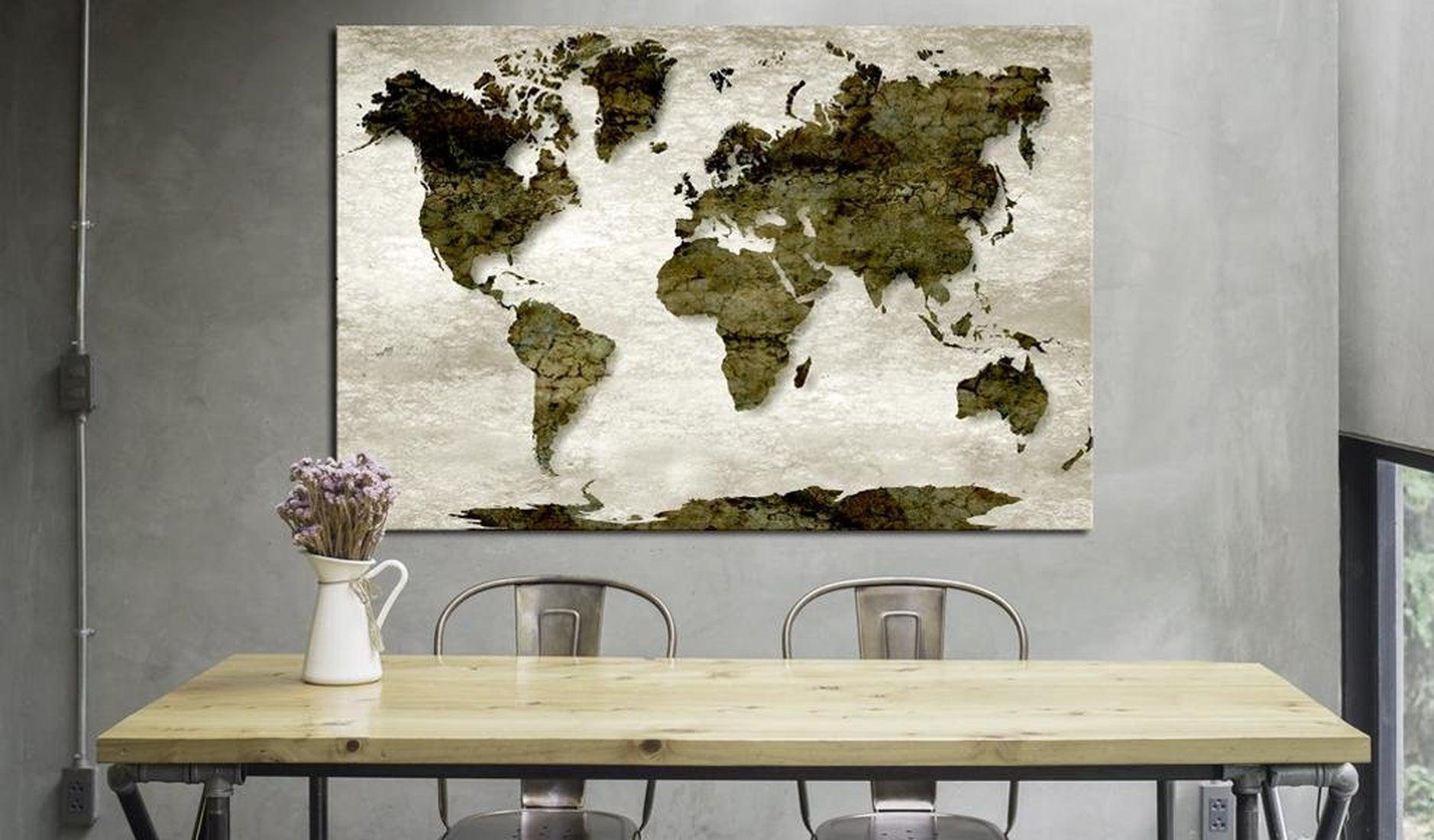 Stretched Canvas World Map Art - World Map: Green Planet