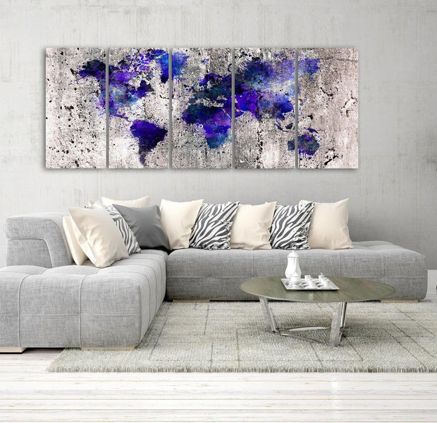 Stretched Canvas World Map Art - World Map: Ink Blots Narrow
