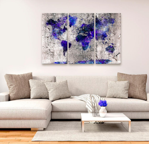 Stretched Canvas World Map Art - World Map: Ink Blots