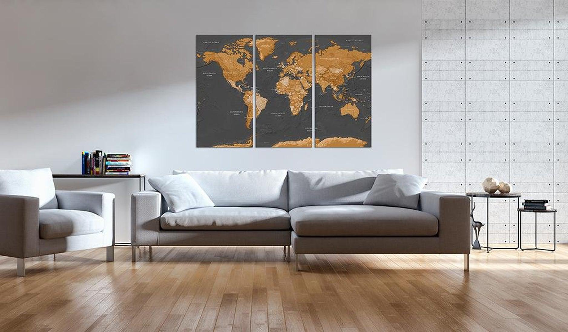 Stretched Canvas World Map Art - World Map: Modern Aesthetics