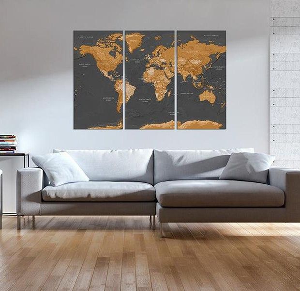 Stretched Canvas World Map Art - World Map: Modern Aesthetics