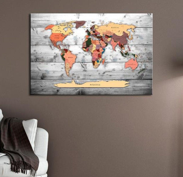 Stretched Canvas World Map Art - World Map: New Directions