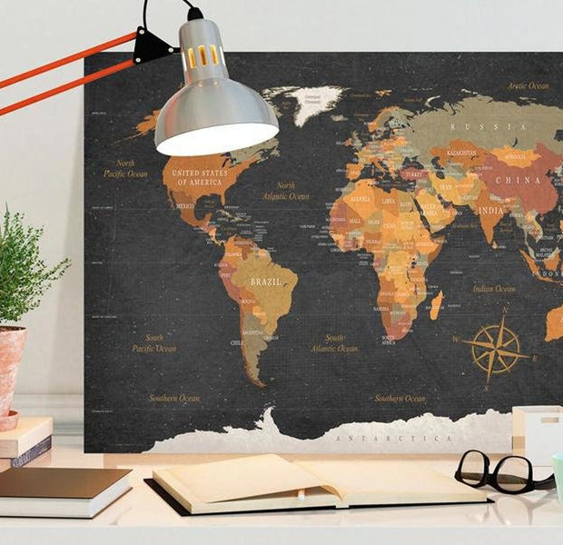 Stretched Canvas World Map Art - World Map: Secrets Of The Earth