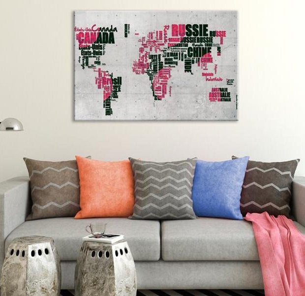 Stretched Canvas World Map Art - World Map: The French Connection (Fr)
