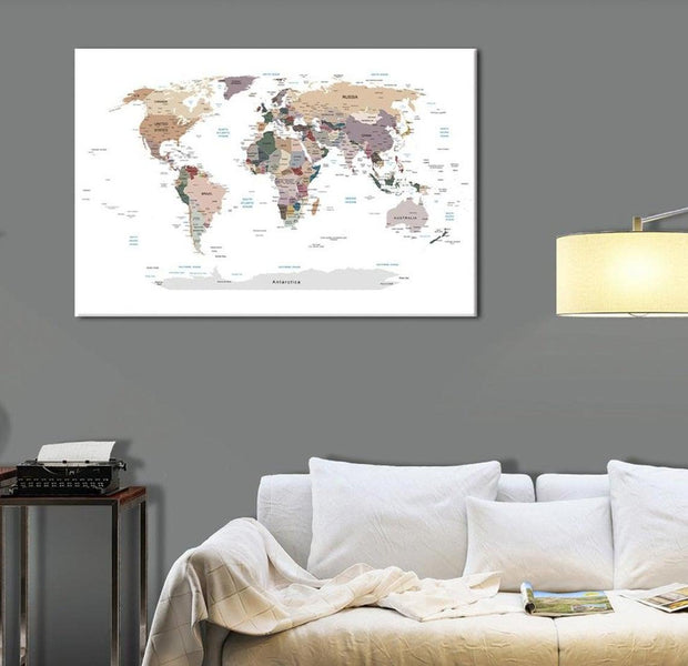 Stretched Canvas World Map Art - World Map: Where Today?
